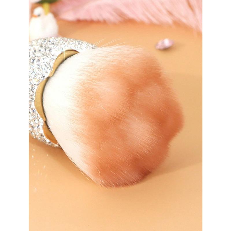 1 pièce Pinceau de Maquillage Luxe Forme Rose avec Décor Strass, Grand Pinceau Blush, Pinceau Nail Art & Pinceau Nettoyage Poussière, Pinceau Contour Pinceau Poudre