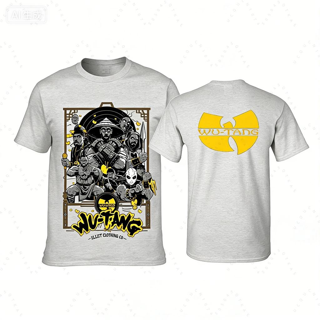 Poster Album Wu-Tang Clan Merchandising Stampato T-Shirt Uomo Donna Oversize Y2k Classico Street Hip Hop Musica Moda Abbigliamento Maschile Femminile