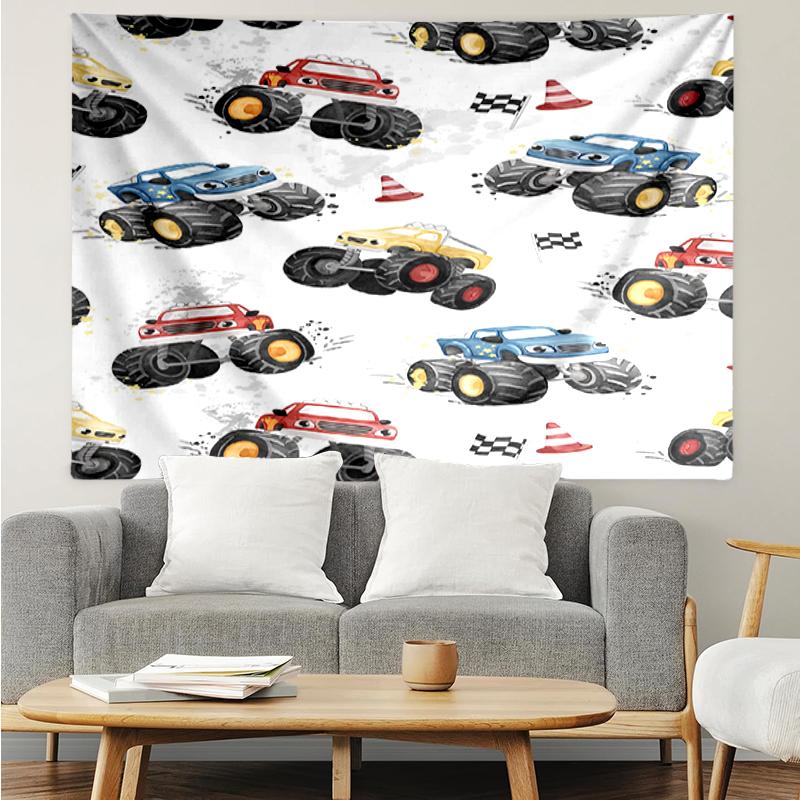 Truck Print Tapestry, Backdrop, Easy Setup, Ideal for Bedroom, Office & Living Room, with Aesthetic Wall Hanging Decor.