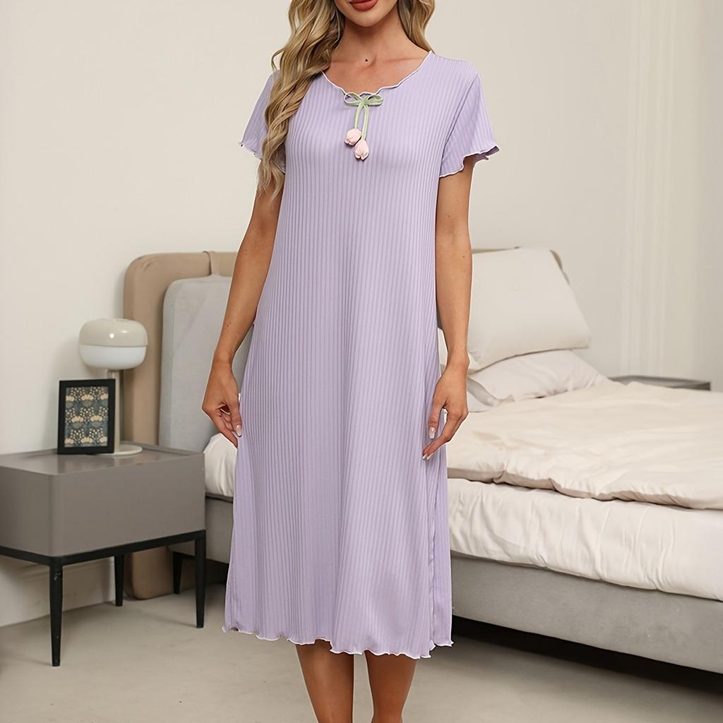 Ladies Casual Round Neck Short Sleeve Dress