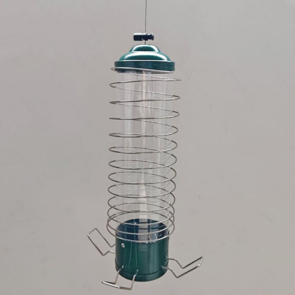 Squirrel Proof Spiral Coil Bird Feeder Bite Resistant Metal Wild Bird Feeder Heavy Duty Bird Feeder Tray Outdoor
