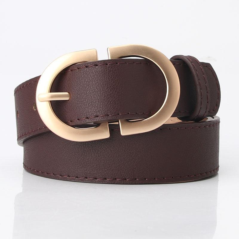 Chic Womens Korean Style Pu Buckle Belt In Black Beige Coffee For Looks Effortless