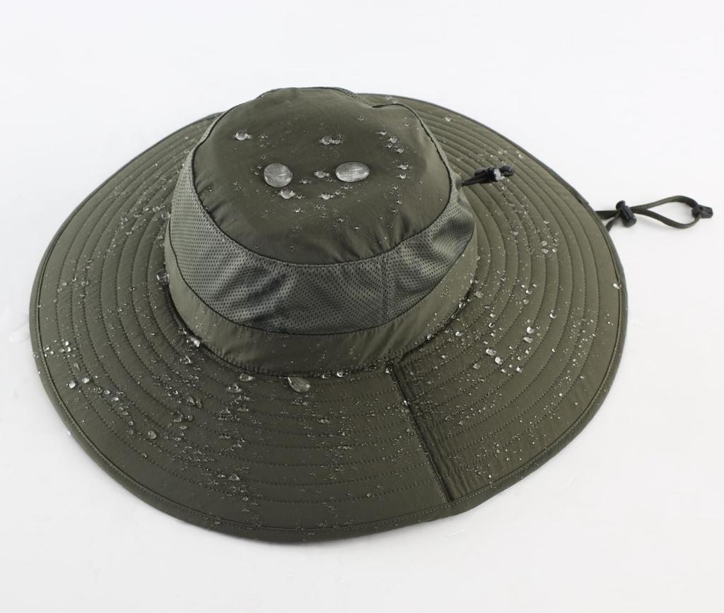 Connectyle Safari UPF Sun Wide UV Army Green Hat, Men's 50+ Hat, Foldable, Brim, Protection, Gardening, Fishing,