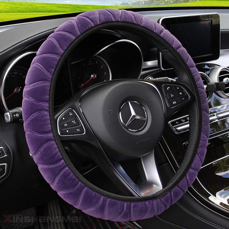 1Pc Car Steering Wheel Cover Protector Decoration Warm Super Thick Short Plush Collar Soft for Women Man
