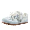 Pell satin pearl ribbon casual shoes Dexun shoes soft sole round head Forrest Gump shoes