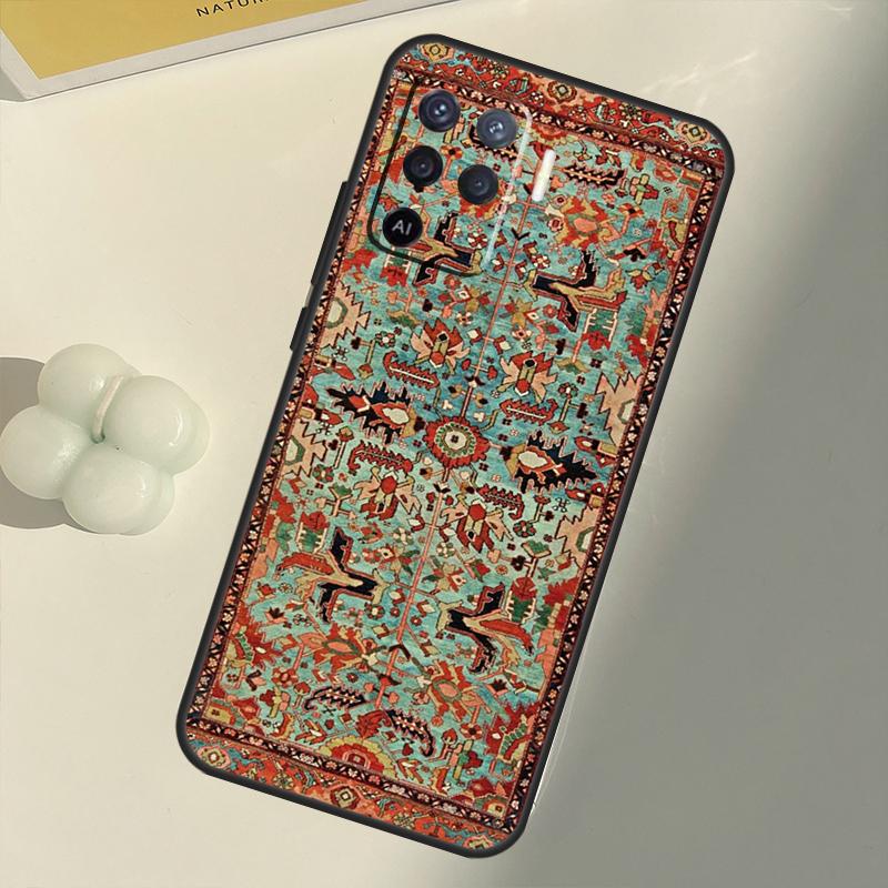 Covor persan cu model floral pentru OPPO A53 A53S 2020 A5 A9 A31 A52 A72 A94 A74 A54 A83 A91 A93 A16 A15 Coche din spate