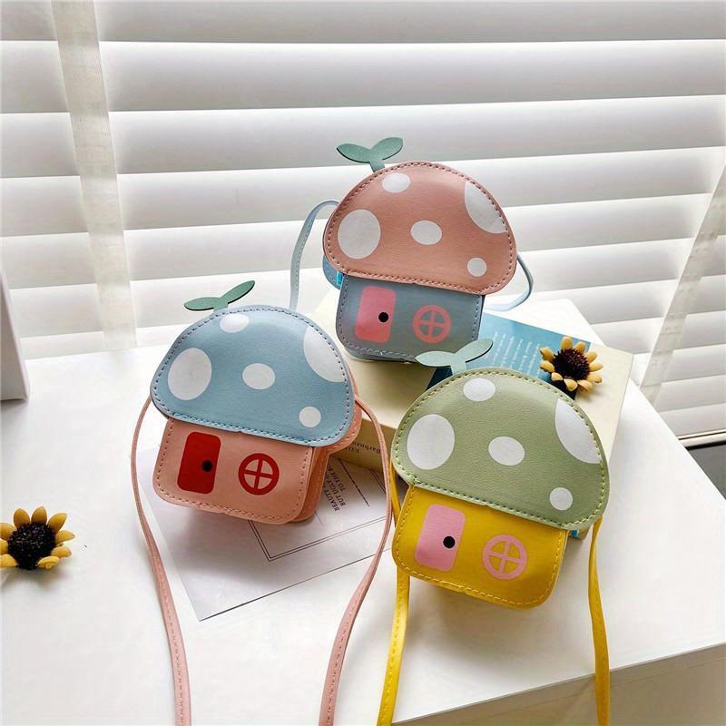 Kids Messenger Bag Cute Cartoon Mushroom House Styling Coin Purse for Baby Girls Fashion Princess Shoulder Bag Girls Gifts