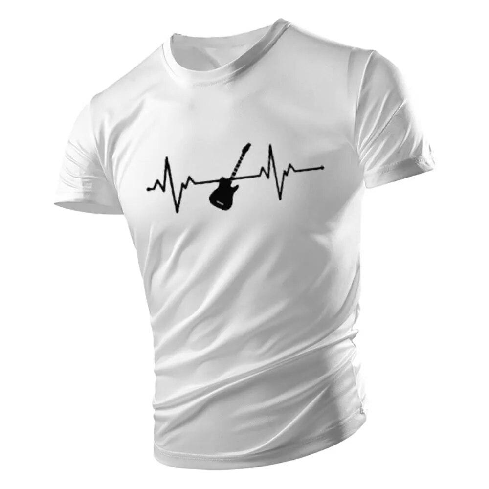 Sommer O-krage Utendørs Street Style 2d Music Bike Print Kortermet T-skjorte for menn Løs og behagelig hurtigtørkende