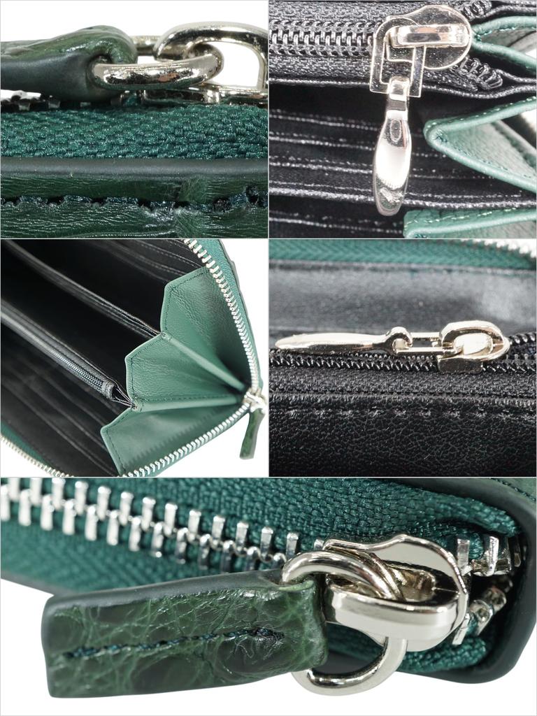 Green Crocodile Long Wallet for Men and Women, Authentic Crocodile Leather, Single Piece, Unparalleled Design, Round Zipper, Coin Purse, Card Slots,