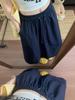 Plus Size Korean A-line Solid Color Mid-length Skirt - Spring/Summer Casual Style with Drawstring and Spliced Design