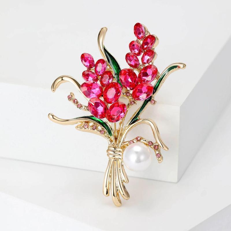 1Pcs Trendy Rhinestone Wheat Brooches For Women Unisex 2colors Pearl Plant Office Party Brooch Pin New Gifts