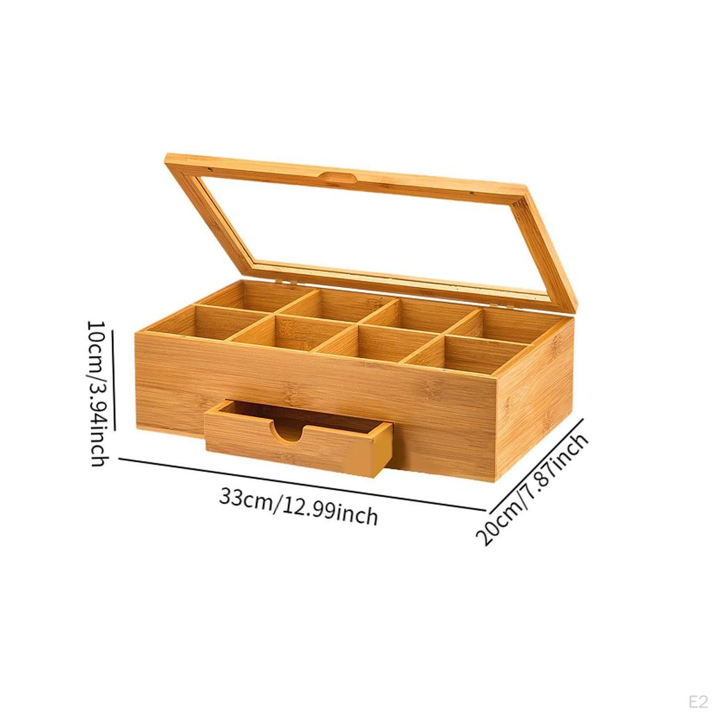 Tea Storage Box Organizer Keeps Bags Fresh with Lid Holder Jewelry Case for Desktop