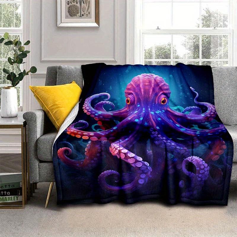 Mysterious Octopus Throw Blanket, Ocean Animal Blanket for Sofa Bed Travel Camping Home Decor 75X95CM
