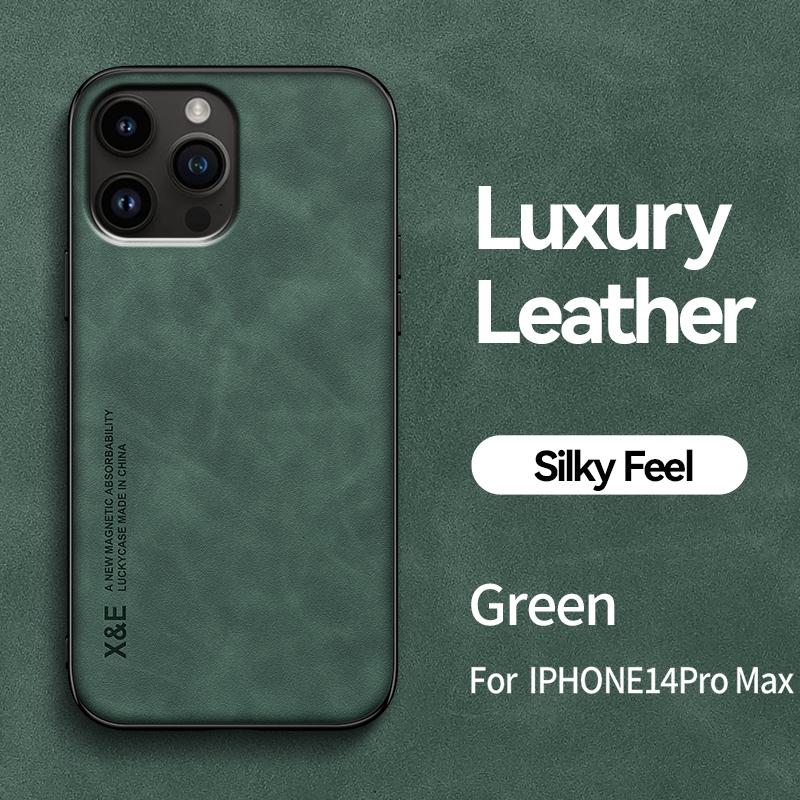 Eingebaute magnetische Autohülle für iPhone 15 Pro Max 14 Plus 13 12 Mini 11 Schutzhülle Halter Schutz Telefon Texturiert Business Vollschutz