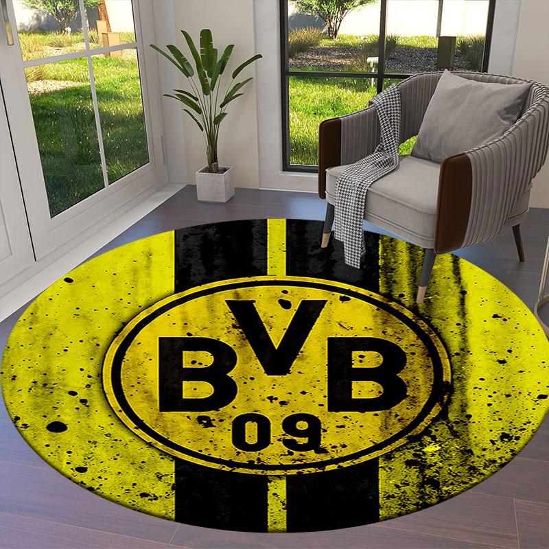 Borussia Round Area Rug,Carpet Rug for Living Room Bedroom Sofa Playroom Decor,Non-slip Floor Mat