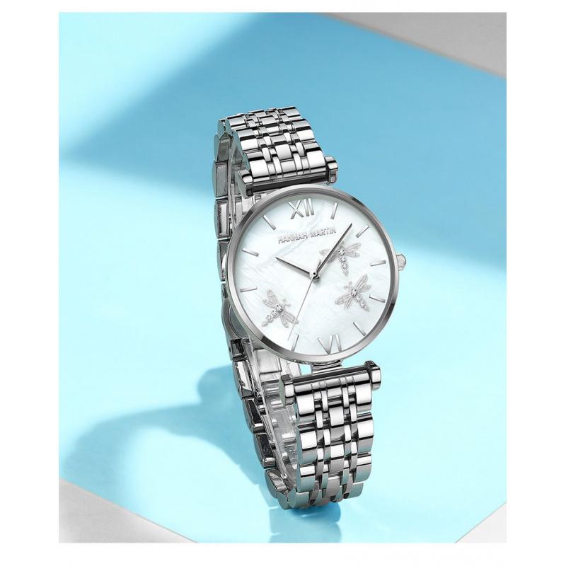 Hannah Martin HM Dragonfly Eine Uhr Mani Japanisches Uhrwerk Edelstahlarmband Perlmutt-Oberfläche Damen Leichter Luxus