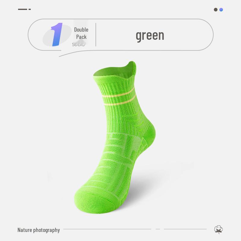 

Мужские спортивные носки до середины икры больших размеров - махровый низ, влагоотводящие, устойчивые к запаху для бега и баскетбола 44-48 зелёный