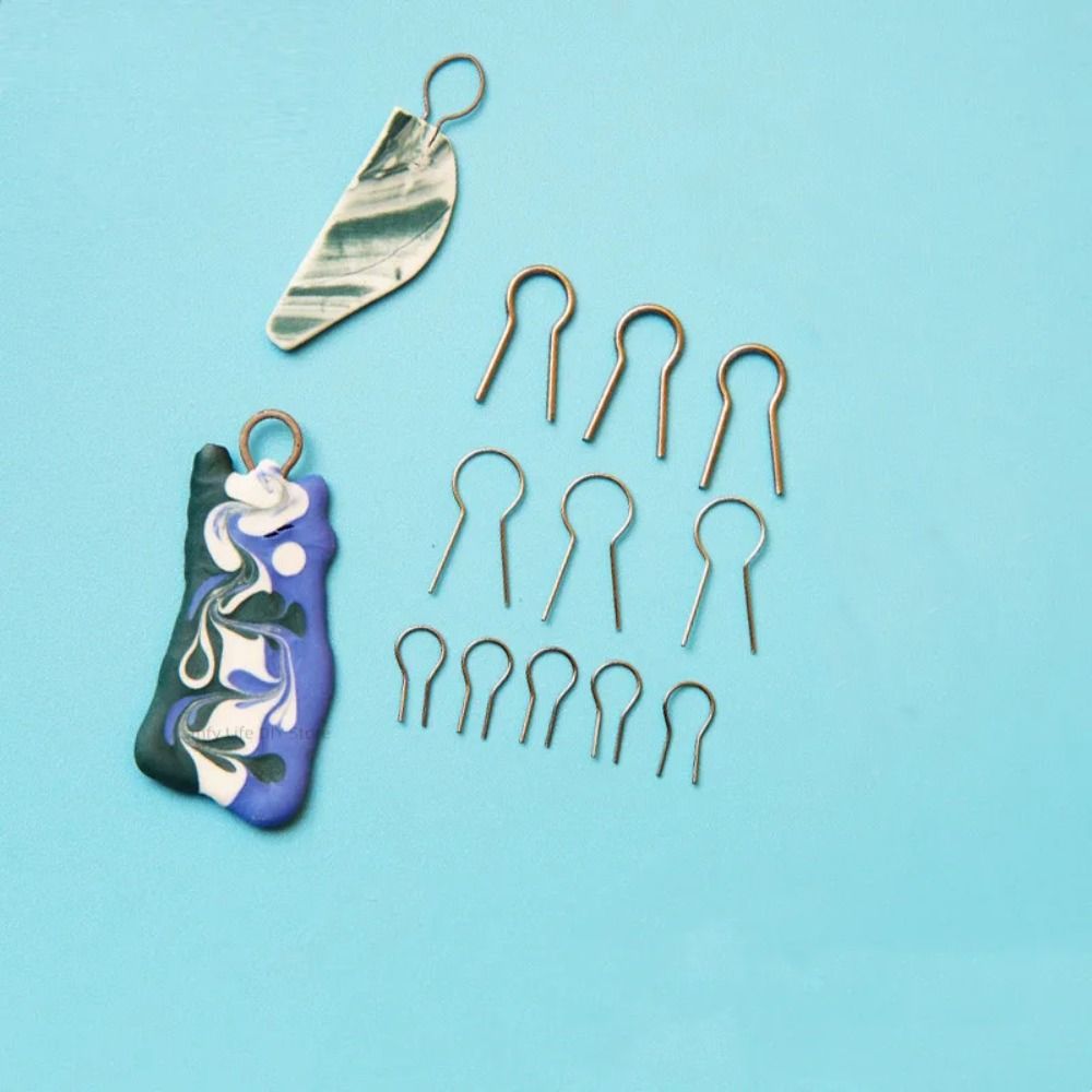 100pcs R Type Hanging Firing Hook High Temperature Resistance Hanging Burning Needle Ring Pendant