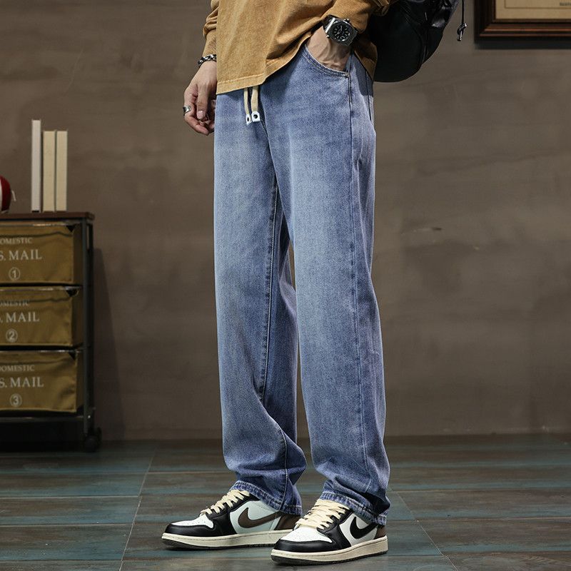 Foreign Trade Surplus American-Style Casual Jeans for Men, Autumn Straight Loose High Street Trendy Wide-Leg Floor-Length Pants