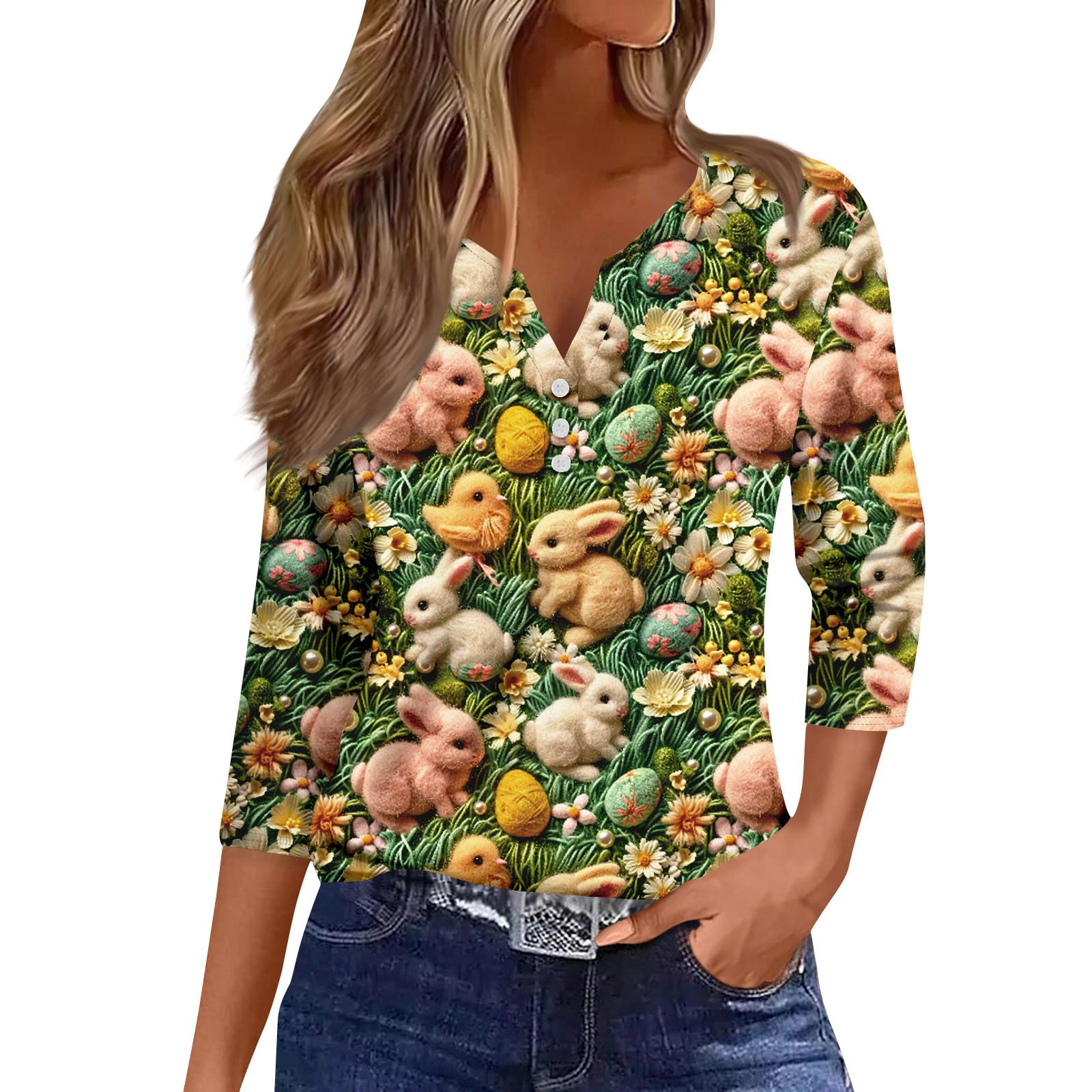 

Женская мода повседневный свитер с рукавом Seven Minute Popover с пасхальным принтом L армия зеленый