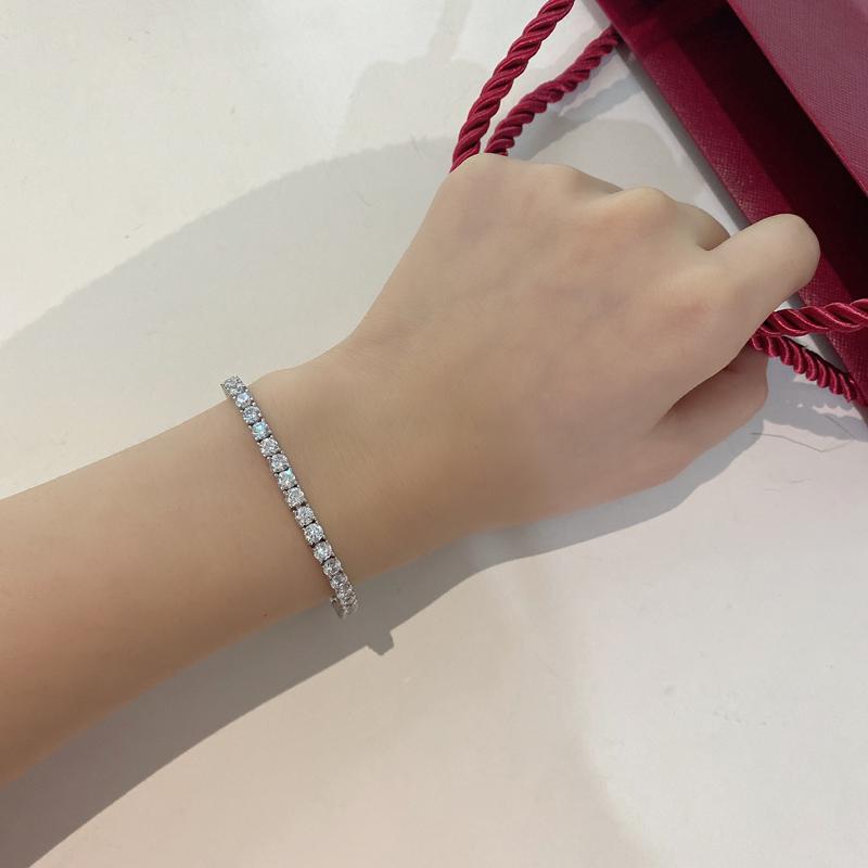 D VVS1 Moissanite Tennis Bracelet Original S925 Sterling Silver Plated 18k White Gold with GRA Bracelets for Women Man