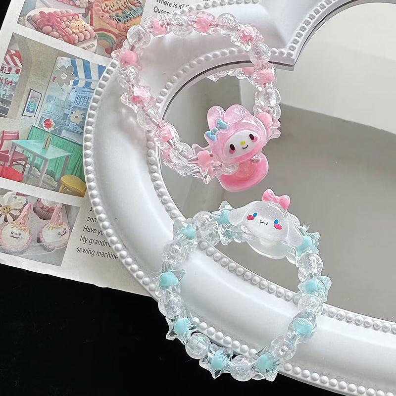 Cartoon Cute  Beaded Kawaii Bracelet  Cinnamoroll Kuromi Imitation  Bracelet High-Value Boudoir Honey Gift