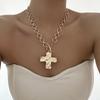 DIEZI Steampunk Cross Pendant Necklace For Women Punk Gold Silver Color Statement Chokers Clavicle Chain Necklace Gift Jewelry