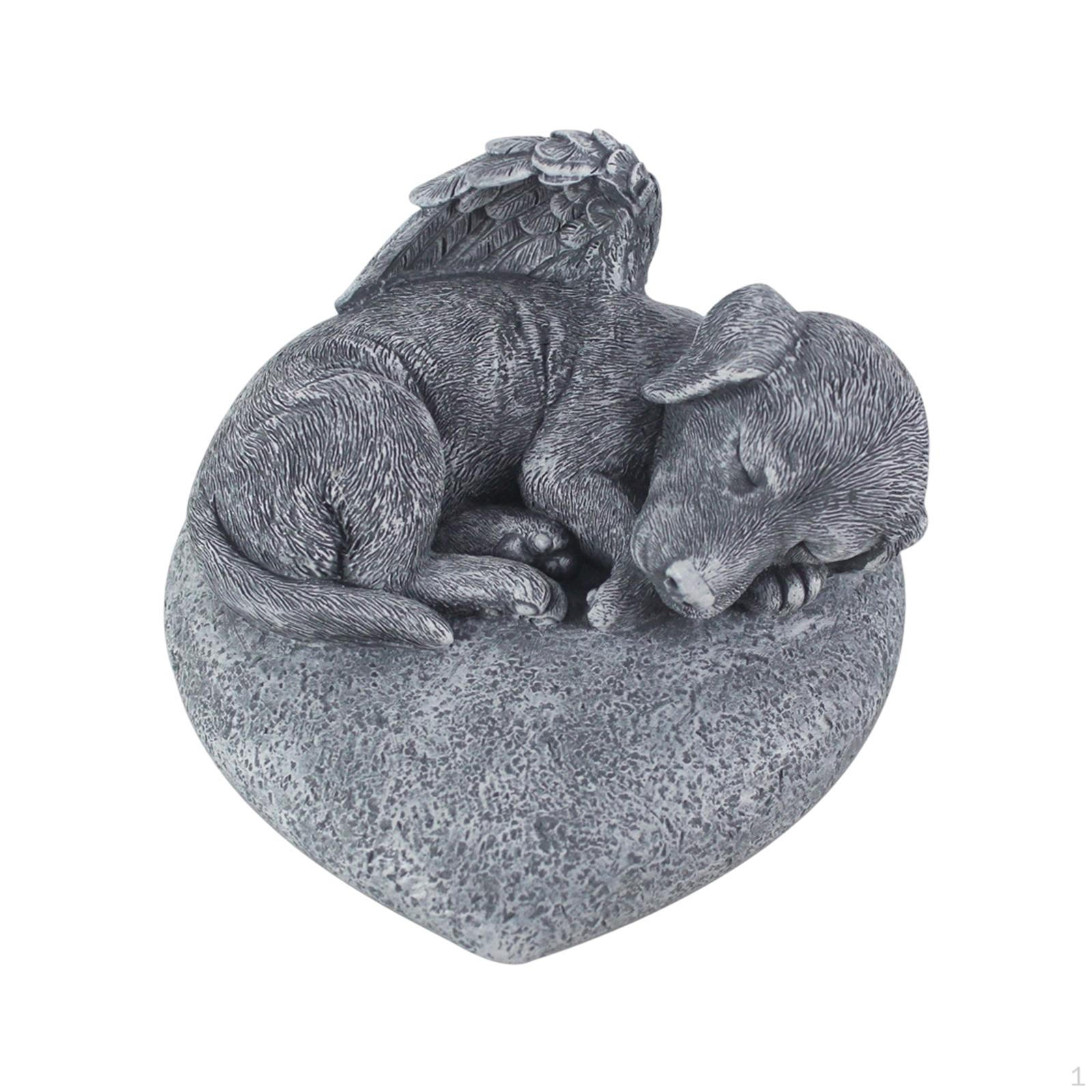 

Garden Statue Dog Memorial Stone Resin, Decorative Remembrance, Weather Resistant,