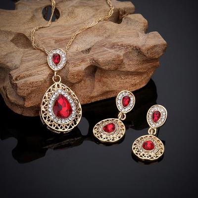 Elegant Charm Necklace Earrings Wedding Engagement Party Women Jewelry Set Gift