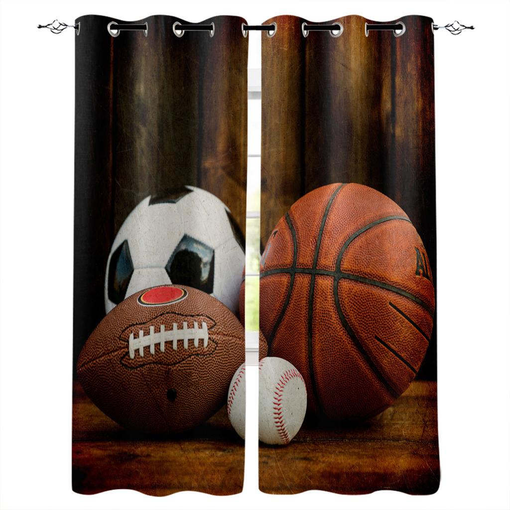 American Rugby Series Thin Sunshade Curtains Like Rugby Boys Bedroom Decoration Curtains Digital Printing Custom Style