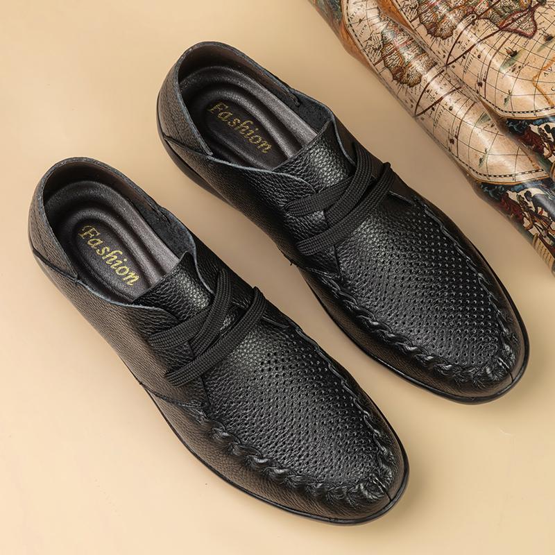 Luxury Brand Men Handmade Leather Shoes Summer Genuine Leather Hollow Out Breathable Casual Shoes High-quality Flat Oxford Shoes