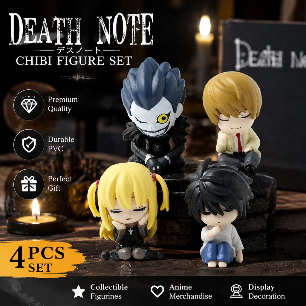4Pcs/Set Anime Death Note Sleeping Figures L Lawliet Light Yagami Misa Amane Ryuk Cute Mini Figures Capsule Toy Gifts