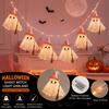 Halloween Ghost String Lights LED for Decorations, Cute Hanging Gauze Lamps Holiday Room Ornament with Warm White Lights, Indoor Home Party