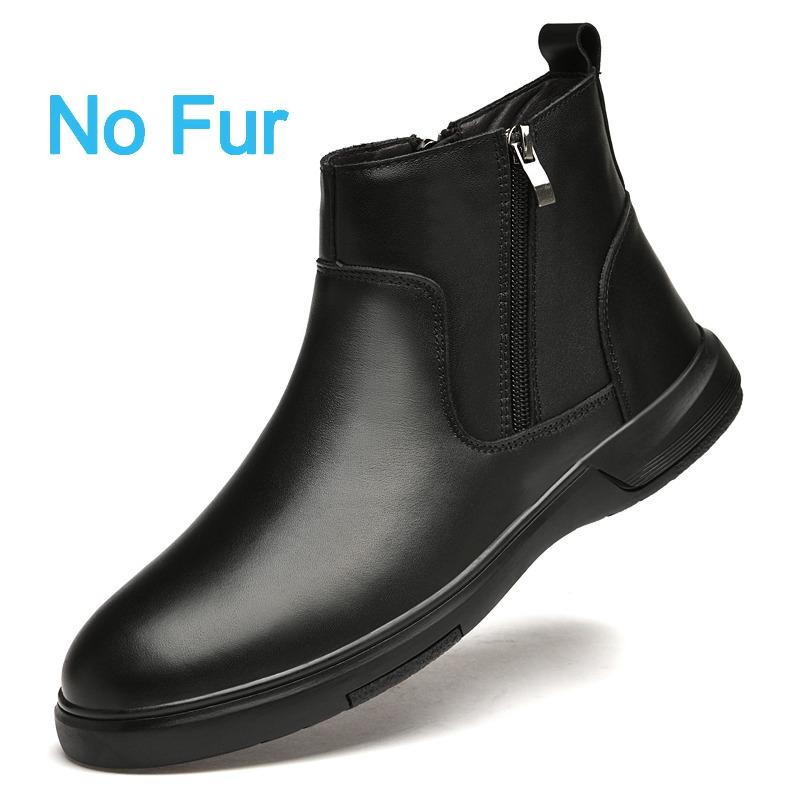 New Men's Black Ankle Boots Casual Side-Pull Warm Formal Boots Soft-Soled Comfortable And Anti-Slip Fashionable Walking Boots