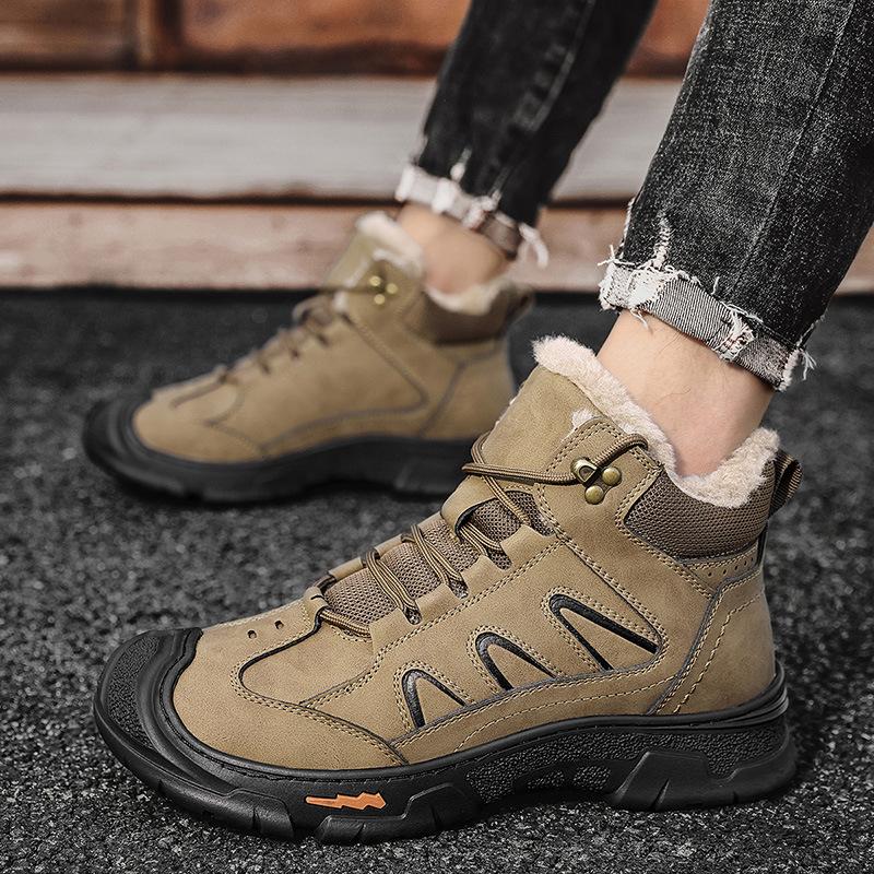 Hot-selling winter new Northeast velvet warm outdoor men's leather thick-soled Martin boots