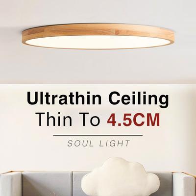Ultradünne Deckenleuchte LED Moderne runde Dekorationslampe für Wohnzimmer Schlafzimmer Arbeitszimmer Foyer Home Indoor Holzdekorbeleuchtung