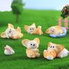 2Pcs Fennec Fox Ornament Adorable Handicraft Decorative Resin Cute Miniature Fennec Fox Figure Micro Landscape