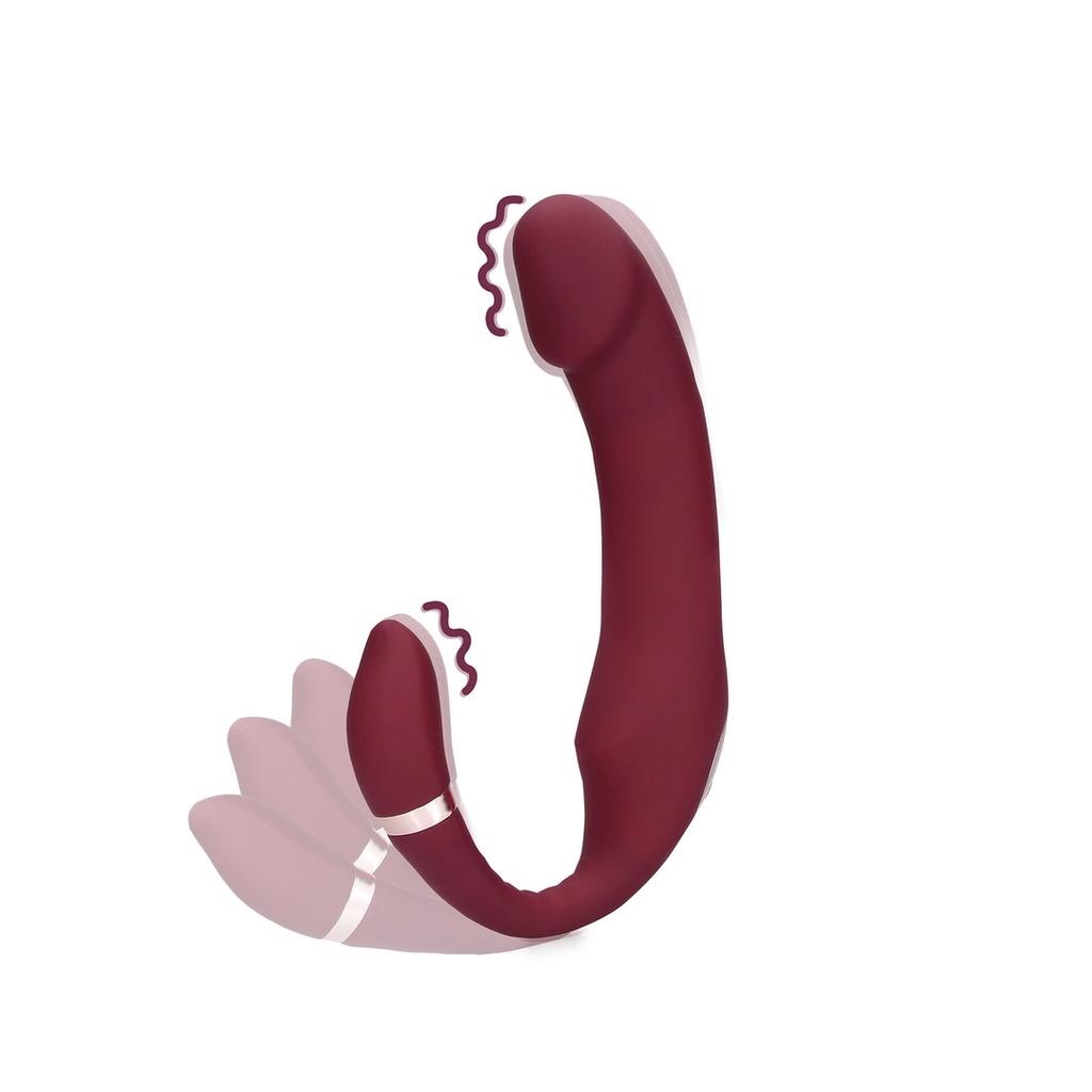 Loveline - Vibrating Curved Strap-On Dildo - Merlot Grape