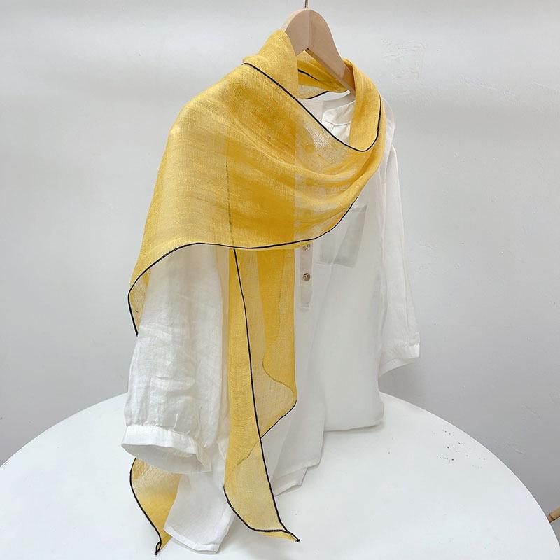 

Long Extended Diamond Scarf Women Sunscreen Scarf Irregular Linen Neckerchief Shawls 60x180cm