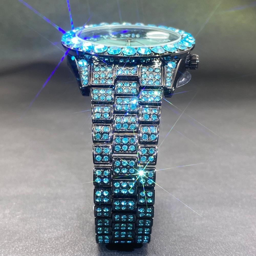 Luxury Diamond Watch for Men Fashion Bling Iced Out Day Date Watches Hip Hop Stainless Steel Quartz Man Clock