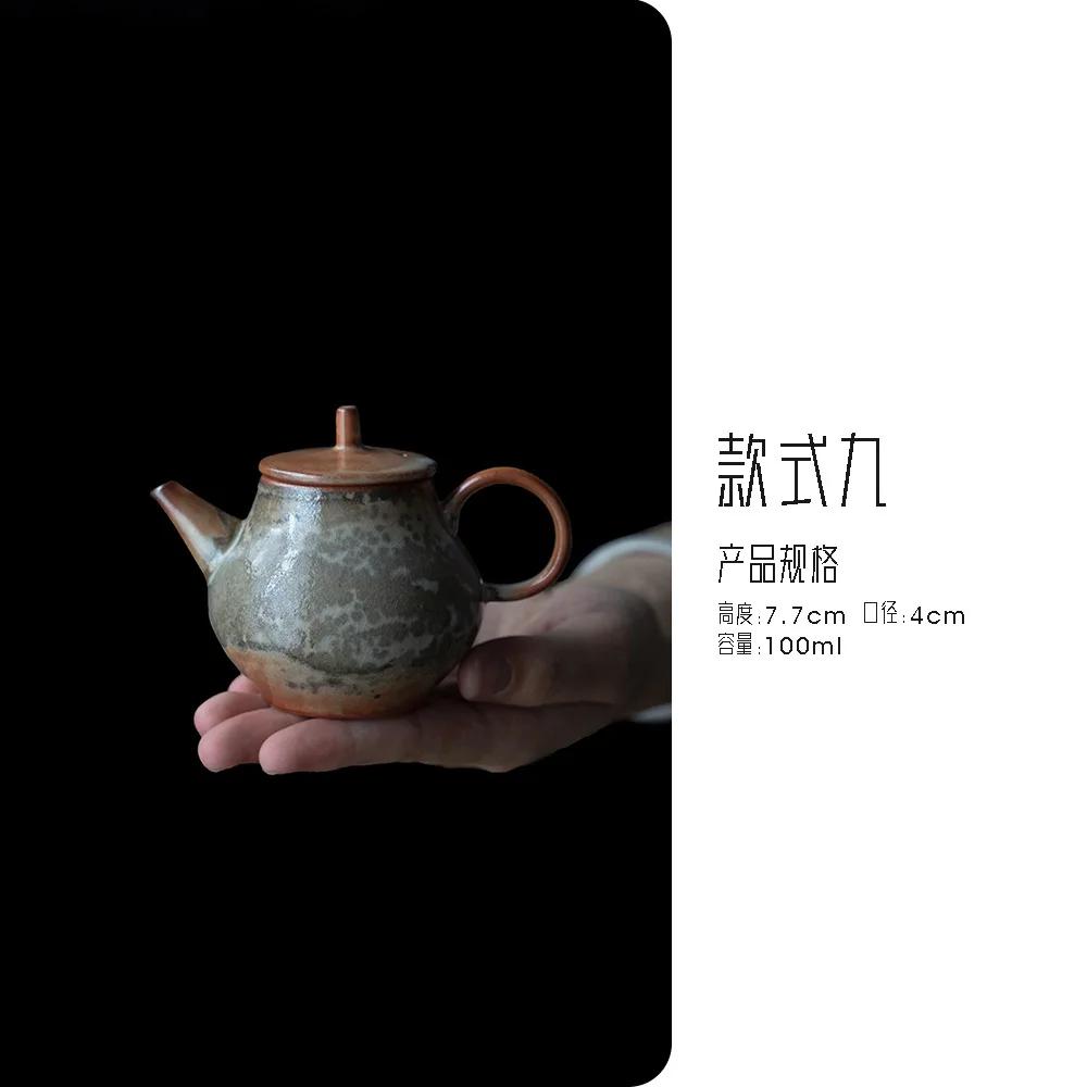 Japanese Ink Wood-fired Porcelain Teapot Retro Stoneware Scholar's Pot Chinese Tea Brewing Kettle Tea Ceremony Accessories Craft