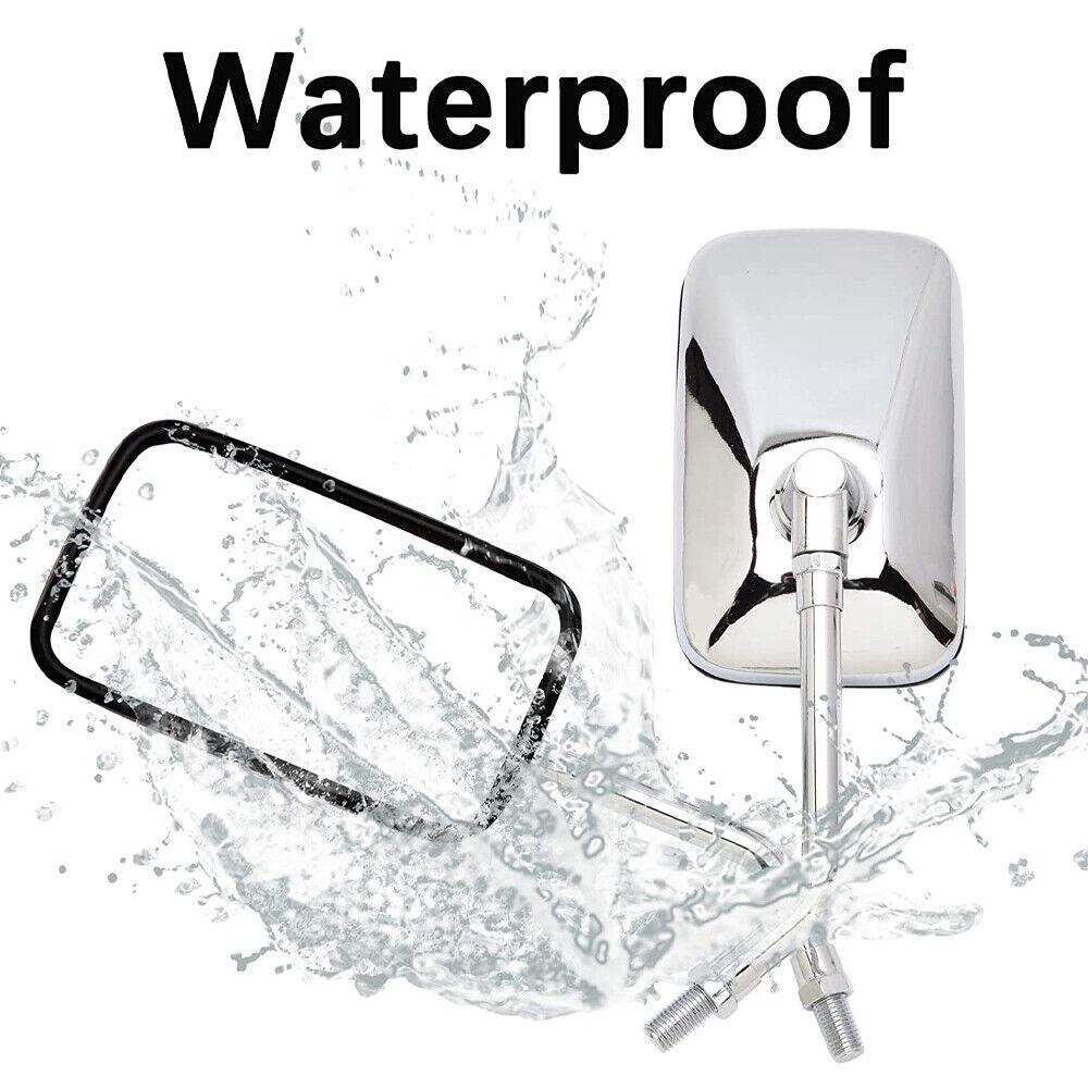 Pair Universal Rectangle Motorcycle Rearview Mirrors 10mm Chrome retrovisor moto mirror moto For Honda Motorbike Scooter E-Bike