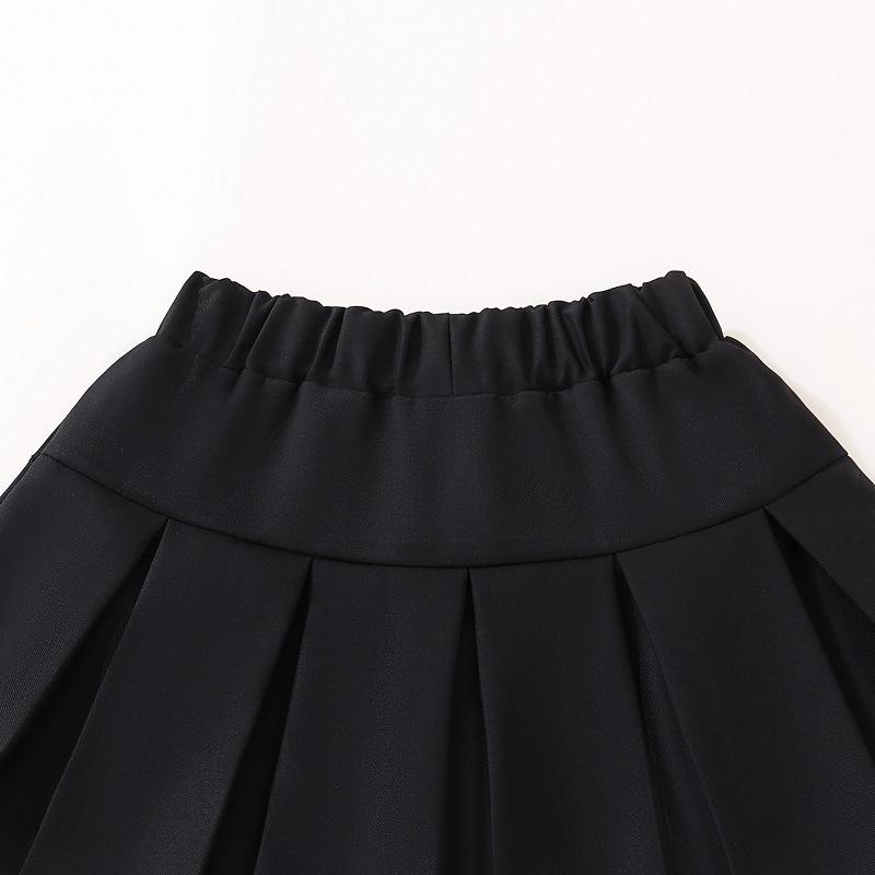 2025 Spring/Summer Girls' Korean Style Bow Lace Pleated Skirt Set