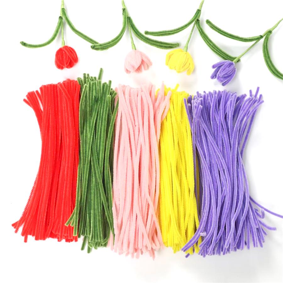 100/300/500pcs Pipe Cleaner Chenille Stem Handicraft DIY Art Furry Strip for Festival Party Birthday Gift Indoor Decor XJM