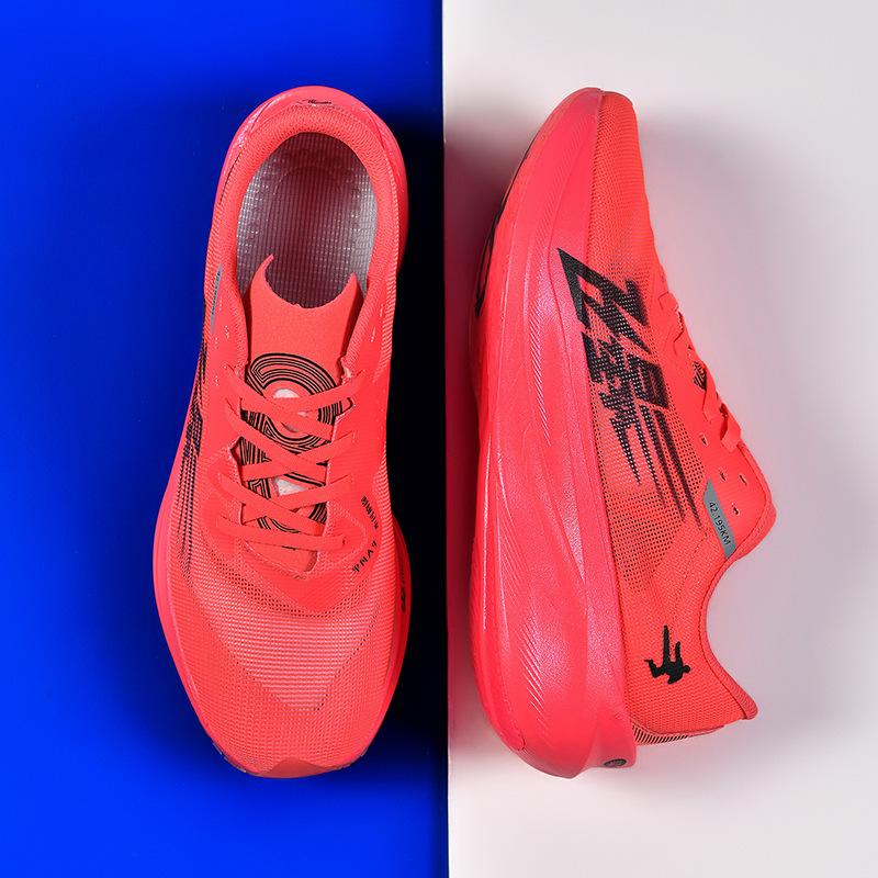 Full Palm Carbon Plate Real Popcorn Sneakers Men's Running Shoes Mesh Men's Shoes Professional Racing Student Running Shoes Shock Absorption