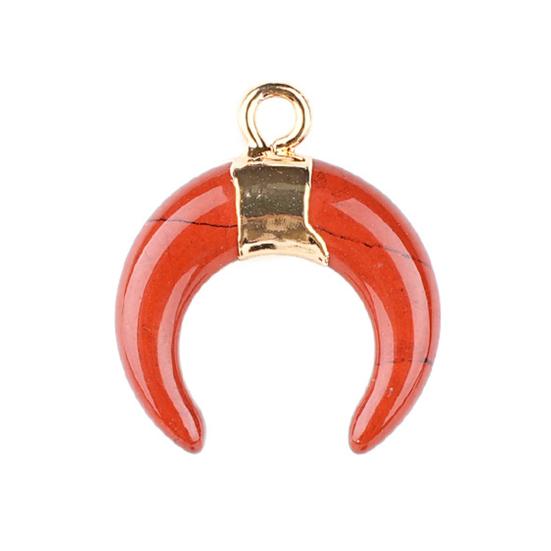 DIY Pendant Gold-Plated Edging Crescent Horn Design Natural Imitation Crystals Jade Necklace Bracelet Earrings Charm DIY Jewelry Making Accessories