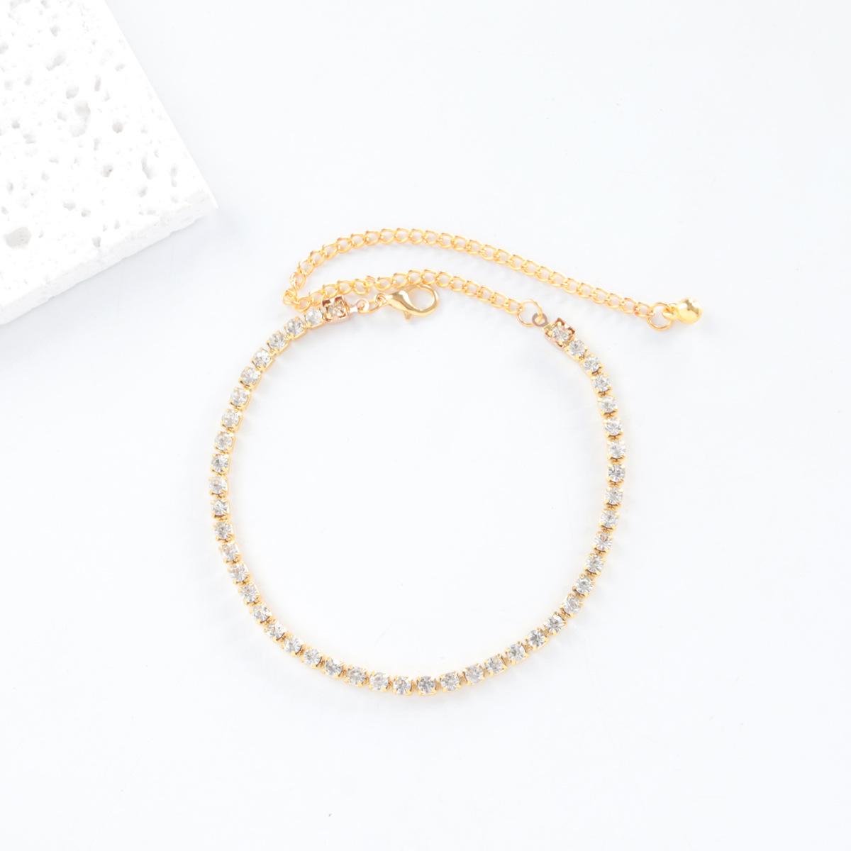 

Трендовый европейский и американский пляжный браслет на ногу с полным бриллиантом 2023, трансграничное блестящее модное украшение для ног золотой