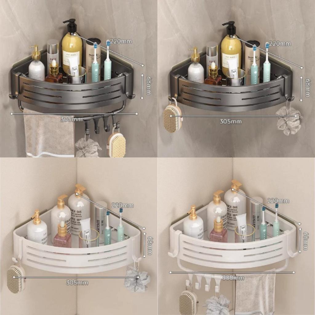 Space Aluminum Corner Shower Shelf With Multilayer Design For Bathroom Storage