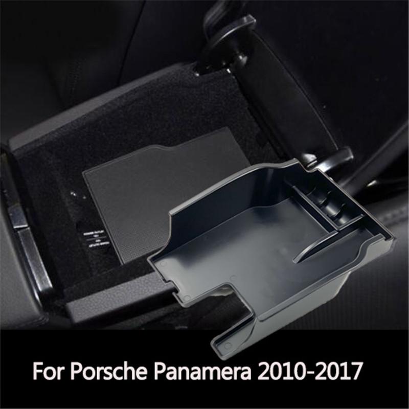 1PC Car Central Armrest Storage Box For Porsche Panamera 2010-2017 Console Arm Rest Glove Tray Holder Case Container Car Styling