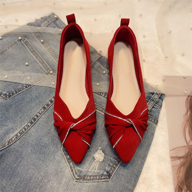 

Fashion Ladies Footwear Rhinestone Bride Red Women s Flat Shoes Sexy Slip on Wholesale Chic Point High Quality Fashion Elegant Offer Y2k 35